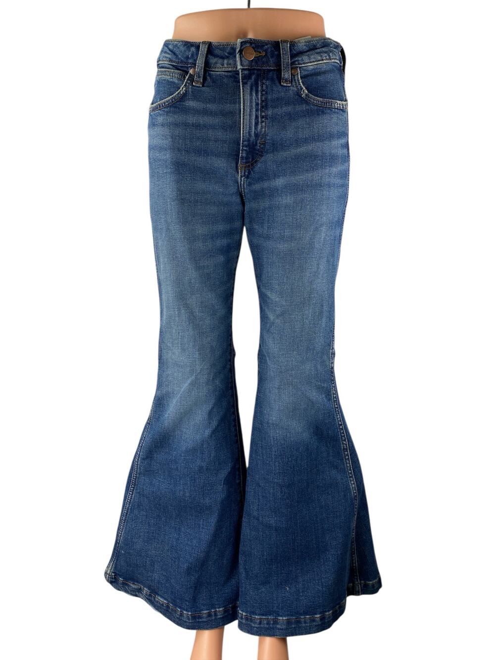NEW Wrangler Retro Women Blue High Rise Flare Bootcut Bell Bottom Denim Jeans 27